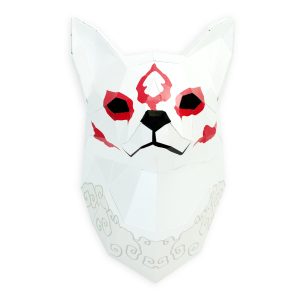 Tête de renard japonais en papier 3D