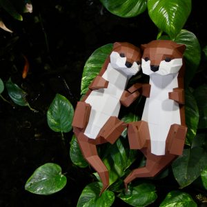 Duo de Loutres en papier 3D