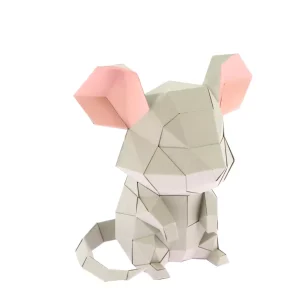 Souris grise en papier 3D
