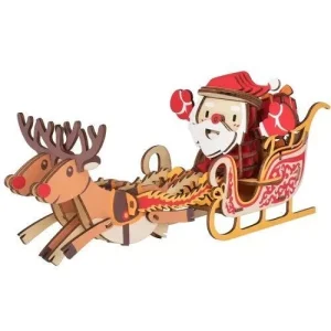 Père noël en traineau en bois